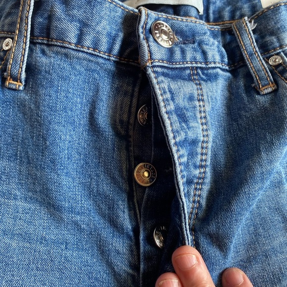 Missy Vintage America Blue Relaxed Jeans Distressed Button Fly Taper - Picture 8 of 8